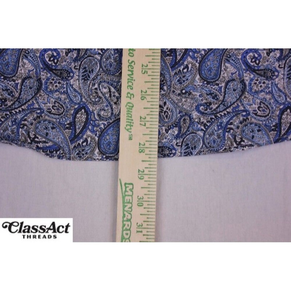 Ego Man Shirt Men's Blue Paisley Slim Fit Button Up Long Sleeve Sz L - Picture 6 of 7